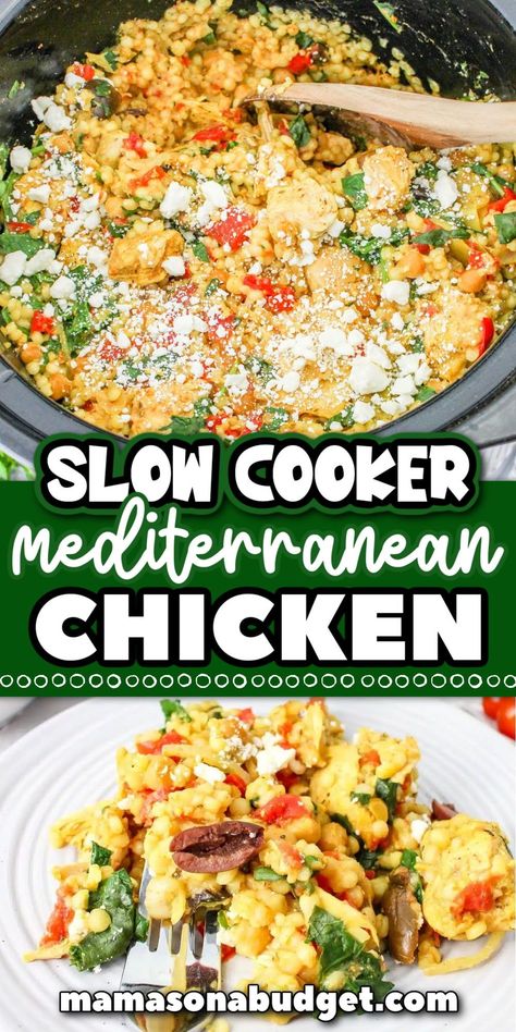 This slow cooker chicken recipe is a great one pot meal that the whole family will love. Mediterranian Diet Crock Pot, Crock Pot Chicken And Vegetables, Mediterranean Chicken Crockpot, Crockpot Mediterranean Chicken, Greek Chicken Slow Cooker Recipes, Mediterranean Diet Crock Pot Recipes, Mediterranean Diet Slow Cooker Recipes, Mediterranean Chicken Recipe, Chicken Recipes Crockpot Healthy