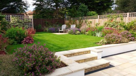 Traditional Garden Design, Garden Ideas Uk, Tattoo Plant, West Facing Garden, Lawn Design, Back Garden Design, Garden Steps, Garden Design Ideas, Traditional Garden