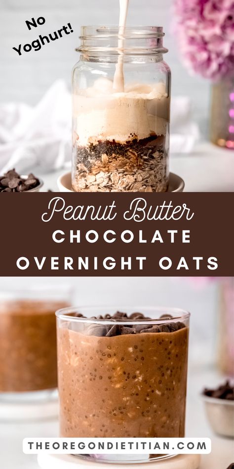 Overnight Oats Shake Recipe, Chocolate Chip Peanut Butter Overnight Oats Recipe, Premier Protein Chocolate Peanut Butter Recipes, Chocolate Peanut Butter Banana Overnight Oats, Chocolate Peanut Butter Oats Overnight, Overnight Chocolate Protein Oats, Brownie Overnight Oats Healthy, Overnight Oats With Peanut Butter Powder, Chocolate Peanut Butter Protein Overnight Oats