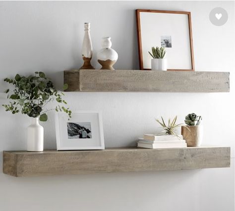 Pottery Barn Shelves, Floating Shelves Bedroom, Aluminum Shelves, Floating Shelves Living Room, Floating Shelf Decor, Shelf Decor Living Room, Floating Shelves Kitchen, Wooden Wall Shelves, Floating Shelves Diy