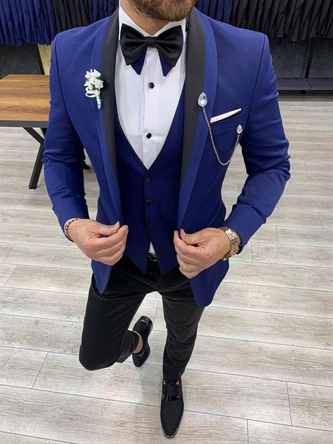 Mens Homecoming Outfits, Prom Outfits Men, Blue Prom Suit, Suits For Guys, Prom Outfits For Guys, Shawl Lapel Tuxedo, Prom Men, Men Suits Wedding, Homecoming Suits