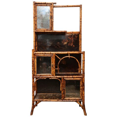 1stdibs Bamboo Superb English Cabinet Armoire Ideas, China Cabinets And Hutches, Bamboo Cabinet, Bamboo Cabinets, Antique Bamboo, Painted Armoire, Large Bookshelves, Whimsical Painted Furniture, Large Bookcase