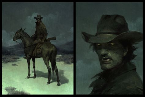 ArtStation - Sketches, Betty Jiang Betty Jiang, Cowboy Character, Western Artwork, High Noon, Vampire Art, Cowboy Art, Yee Haw, Ghost Rider, In The Desert