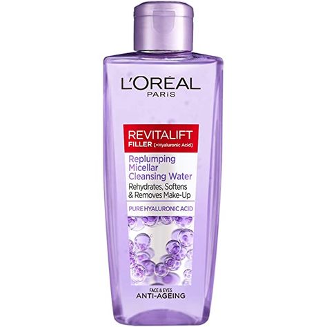 L'Oreal Paris Revitalift Filler [+ Hyaluronic Acid] Face Toner : Amazon.co.uk: Beauty Simple Micellar Water, Loreal Revitalift, Dirt Makeup, Micellar Cleansing Water, Water Cleanse, Micellar Water, Toner For Face, Younger Looking Skin, Skincare Ingredients