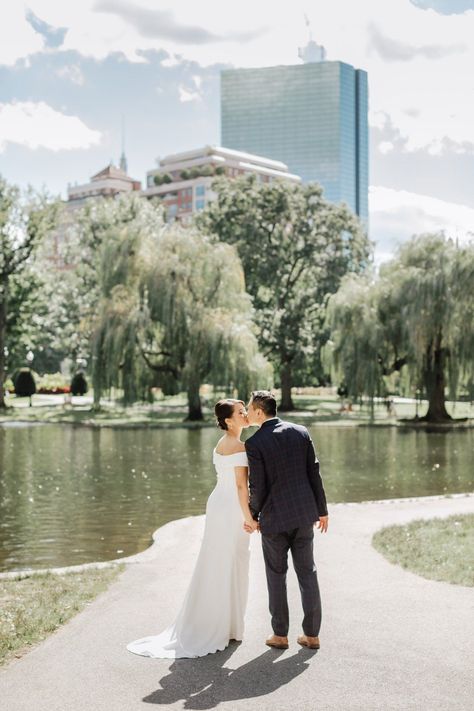 This couple eloped in the Boston Public Garden before heading to Chinatown for boba tea and family photos! If you want to elope in Boston and don't know where to start, you gotta check out Lena Mirisola's Boston Elopement Guide! Engagement Photos Boston Public Garden, Boston Public Garden Wedding, Boston Common Engagement Photos, Boston Wedding Photos, Boston Elopement, Mario Wedding, Boston Couple, Proposal Shoot, Boston Public Library Wedding