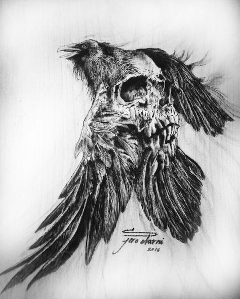 Crow With Skull Tattoo, Raven With Skull Tattoo, Raven And Wolf Tattoo, Nordic Raven Tattoo, Rabe Tattoo, Crow Tattoo Design, Viking Tattoo Sleeve, Cool Half Sleeve Tattoos, Tier Tattoo