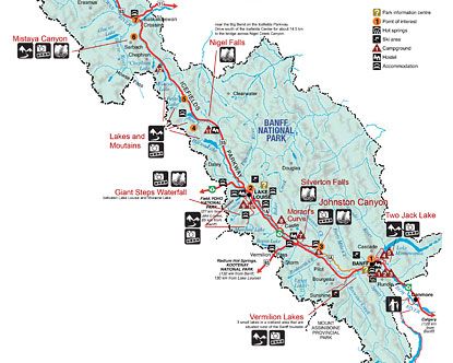 Map of Banff National Park Banff Vacation, Icefield Parkway, Banff Trip, Canadian Road Trip, National Park Map, Alberta Travel, Canada Trip, Icefields Parkway, Canada Map