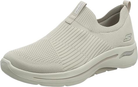 Amazon.com | Skechers Women's Performance GO Walk Arch FIT-Iconic Sneaker, Taupe, 7.5 | Walking Entry Styling, Skechers Store, Walking Shoes Women, Sneaker Slippers, Skechers Women, Fashion Toys, Compression Socks, Lace Slip, Kids Luggage