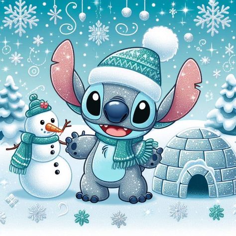 Winter Stitch Wallpaper, Christmas Stitch Disney Wallpaper, Stitch Navidad Disney, Christmas Stitch Wallpaper, Stitch Christmas Wallpaper, Stitch Noel, Stitch Aesthetic, Christmas Stitch, Lilo And Stitch Drawings