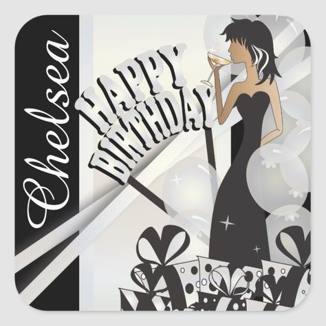 Happy Birthday Diva, Happy Birthday Girl, Girly Decor, Modern Party, Elegant Sophisticated, Birthday Stickers, White Square, Create Custom Stickers, Diy For Girls