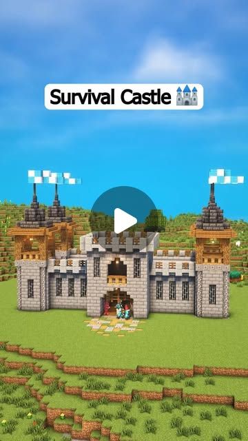 kwyseurr on Instagram: "Survival Castle 🏰

#reel #minecraft" Minecraft Castle Blueprints Step By Step, Minecraft Building Ideas Castles, Minecraft Castle Tutorial, Minecraft Castle Ideas, Minecraft Castle Blueprints, Minecraft Building Ideas, Minecraft Castle, Minecraft Building, Building Ideas