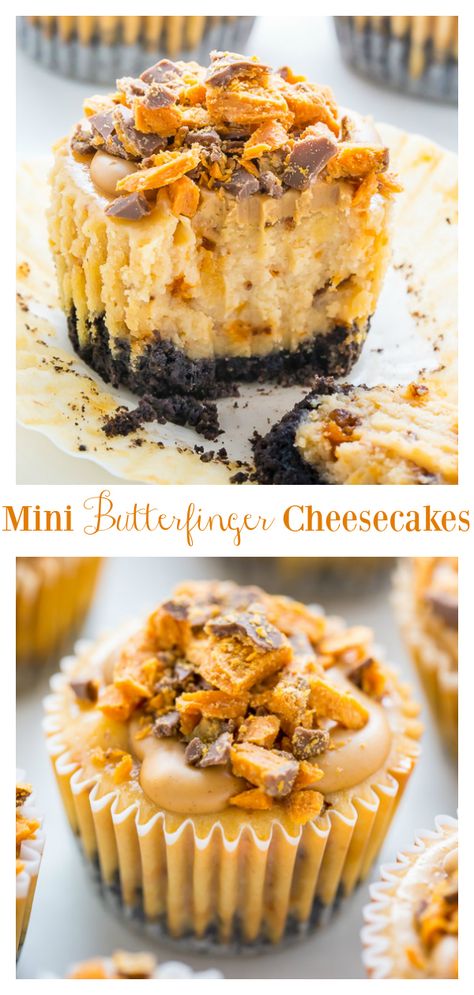 Butterfinger Cheesecake, Dessert Restaurant, Savory Cakes, Dessert Mini, Mini Cheesecake Recipes, Desserts Keto, Torte Cupcake, Cheesecake Cupcakes, Low Carb Dessert