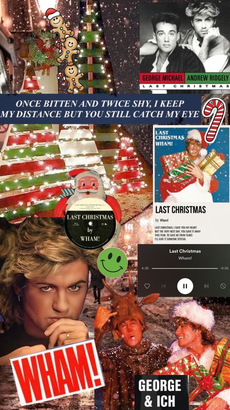 #lastchristmas #georgemicheal #wham #aesthetic #christmas #vintage #music #moodboard Last Christmas Wham Wallpaper, Wham Christmas Wallpaper, 80s Christmas Wallpaper, Wham Last Christmas Wallpaper, Wham Wallpapers, Wham Aesthetic, Christmas Music Aesthetic, 80s Christmas Aesthetic, Wham Christmas