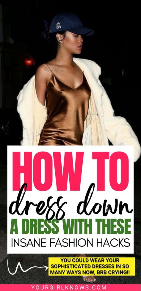 Dressing down a dress can be done in so many different ways, but these 8 hacks will show you how to do it the right way. From adding sneakers to wearing a cardigan, these fashion hacks are simple and easy to follow. So next time you have a dress that's too formal for the occasion, use these tips to make it more casual. Dress Down A Dress, Cardigan For Dress, Frat Party Outfit, Baddie Winter Outfits, Gucci Belt Outfit, Sweater Over Dress, Frat Parties, Leather Pants Outfit, Clubbing Outfits