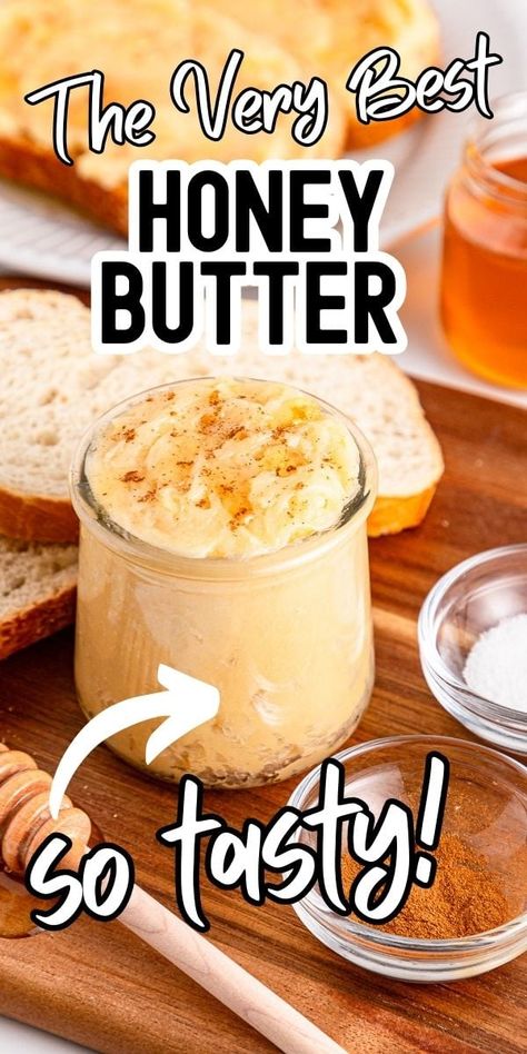 Easy Homemade Honey Butter Home Made Honey Butter, How To Make Honey Butter, Whataburger Honey Butter Recipe, Flavored Honey Recipes, Cheddars Honey Butter Recipe, Butter In A Jar, Easy Honey Butter, Crusty Artisan Bread, Cornbread Biscuits