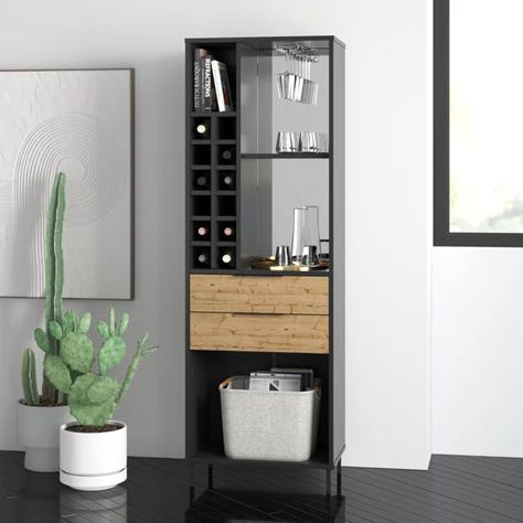 Raasch Bar with Wine Storage Small Wine Bar Ideas Home, Wine Bar Ideas Home, In Home Salon Ideas Small Spaces, Bar Ideas Small Spaces, Mini Bar Ideas Small Spaces, Home Salon Ideas Small, Salon Ideas Small, Bar With Wine Storage, Modern Bar Cabinet