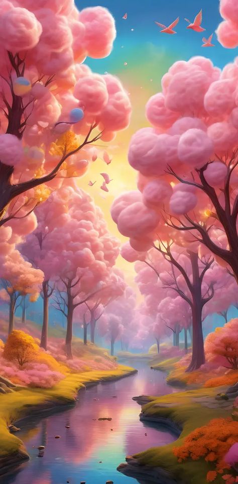 Candy Forest, Cotton Candy Tree, Candy Trees, Trees Wallpaper, Jungle Scene, Tree Wallpaper, Decor Trends, Home Decor Trends, Inspired Homes