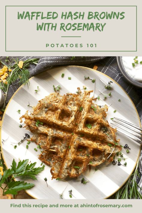 Rosemary Hashbrowns, Waffle Iron Potatoes, Crispy Potato Pancakes, Hashbrown Waffles, Crispy Waffle, Nooks And Crannies, Hashbrown Recipes, Grated Potato, Potato Side Dishes