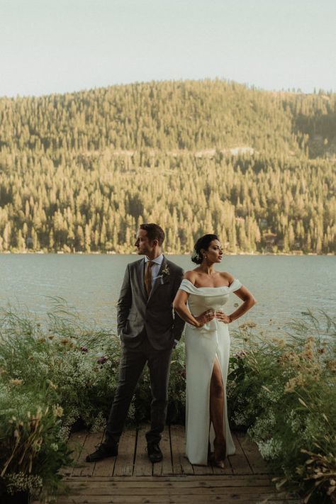 A destination elopement in the Lake Tahoe area Lake Tahoe Beach, Lake Tahoe Elopement, Tahoe Elopement, Lake Elopement, Nevada Wedding, Donner Lake, Lake Tahoe Wedding, Intimate Wedding Photography, Intimate Ceremony