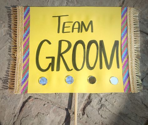 Team groom Wedding Prop Team Groom Props, Haldi Props Ideas For Groom, Eastern Wedding, Team Groom, Wedding Props, Wedding Groom, Diy Wedding