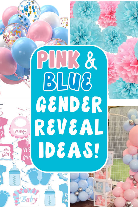 pinkandbluegenderrevealideas Reveal Party Ideas Decorations, Gender Reveal Party Ideas Decorations, Creative Gender Reveal Ideas, Pink And Blue Gender Reveal, Gender Reveal Pinata, Blue Gender Reveal, Gender Reveal Unique, Confetti Poppers, Best Party Ideas