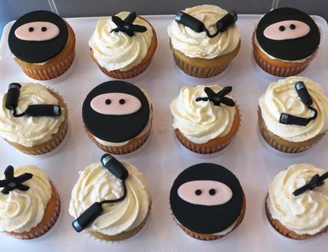 Ninja Cupcake Ideas, Creepy Halloween Desserts, Ninja Birthday Cake, Ninja Cupcakes, Ninja Kidz, Music Cake, Sixth Birthday, Star Cupcakes, Cupcakes For Boys