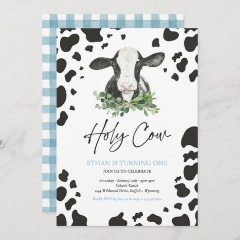 Farm Birthday Party Invitations, Cow Birthday Party, Cow Birthday Parties, Farm Birthday Invitation, Cowboy Ranch, Cow Birthday, Ranch Farm, Farm Birthday Party, Farm Birthday