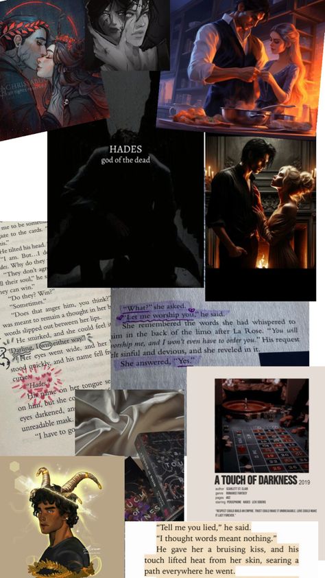 The book is A Touch Of Darkness Touch Of Darkness Hades, A Touch Of Darkness Hades, A Touch Of Darkness, Touch Of Darkness, Book Reading Journal, B Words, Hades And Persephone, Reading Journal, Book Art