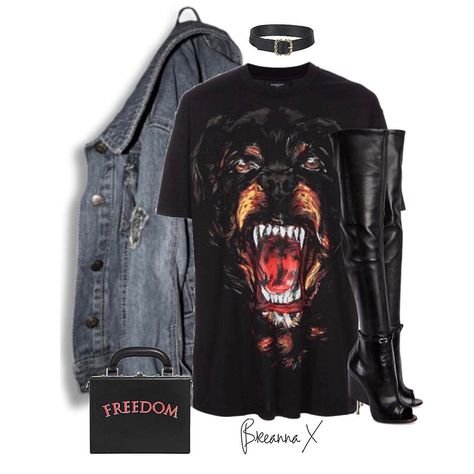 2,212 Likes, 11 Comments - SBB (@styledbybreanna) on Instagram: “Details at BreannaMules.polyvore.com” Looks Hip Hop, Givenchy Shirt, Casual Street Wear, Choker Necklaces, Christmas Fashion, Edgy Outfits, Girl Style, Character Outfits, Elegant Outfit