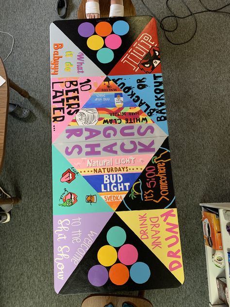 Beer Pong Table Painted Ideas Funny, Funny Beer Pong Table, Table Painted Ideas, Beer Pong Table Painted Ideas, Birthday Cakes Black, Pong Table Painted, Bp Table, Beer Pong Table Diy, Canvas Sorority