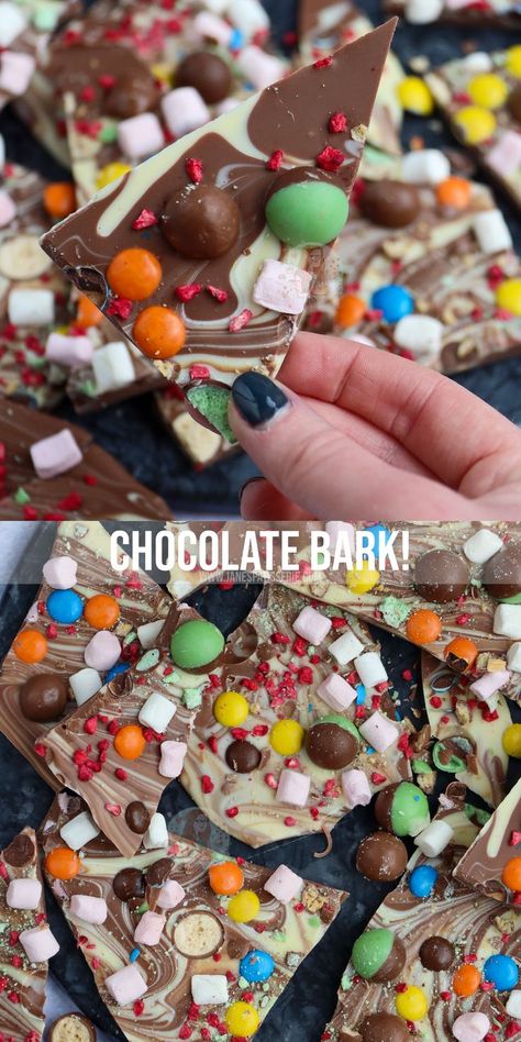 Christmas Bark, Janes Patisserie, Chocolate Bark Recipe, Easy Healthy Smoothies, Homemade Sweets, Bark Recipe, Snack Treat, Sweet Snacks Recipes, Chocolate Bark