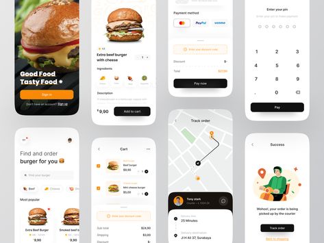 BurgerQueen 👑 ~ Food app delivery full version by Rafi Rohmat for Odama on Dribbble Food Ordering App, Website Design Inspiration Layout, Medical App, Food Delivery App, Creative Design Studio, Mobile Ui Design, Delivery App, Mobile App Ui, Design Animation