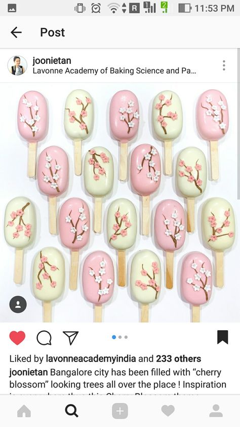 Cherry Blossom Party Treats, Cherry Blossom Treats, Cherry Blossom Party, Cherry Blossom Cake, Blossom Cake, Cake Pop Designs, Baking Science, Chocolate Treats, Party Treats