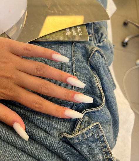 Ballerina Acrylic Nails, Ballerina Nails Designs, Milky Nails, White Acrylic Nails, Her Nails, Casual Nails, Classy Acrylic Nails, Soft Nails, Ballerina Nails