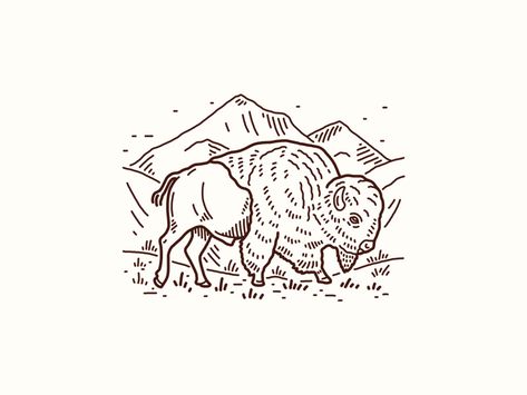 Bison Tattoo Simple, Bison Line Art, Bison Drawing Easy, Bison Doodle, Yellowstone Tattoo Ideas, Buffalo Tattoo Feminine, South Dakota Tattoo, Bison Outline, Bison Tattoo Ideas