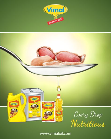 Make food delicious & nutritious with our Groundnut oil.  #HealthyOils #VimalOil #Ahmedabad #Gujarat Creative Ads Video, Groundnut Oil, Ads Video, Product Poster, Adobe Illustrator Graphic Design, Building Logo, Make Food, Creative Poster, Peanut Oil