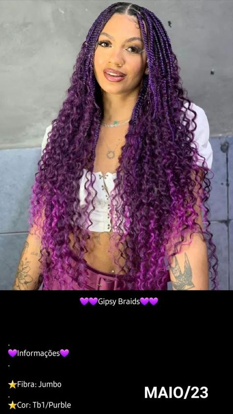 Purple Box Braids, Colored Box Braids, Purple Braids, Hairstyle Braids, Goddess Braids Hairstyles, Hairstyle Inspo, Cute Box Braids Hairstyles, Quick Braided Hairstyles, Twist Braid Hairstyles