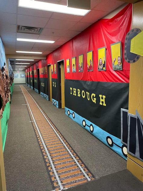 Train Classroom Decorations, Wonder Junction Vbs Decorations, Vbs Train Theme, Wonder Junction Vbs, Diy Polar Express Decorations, Wonder Junction Vbs 2025, Train Vbs, Western Vbs, Polar Express Movie