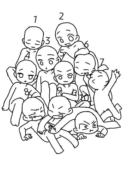 Group Poses Drawing, Templates For Drawing, Draw Template, Drawing Chibi, Poses Drawing, Group Poses, Draw The Squad, Drawings Of Friends, Drawing Prompt