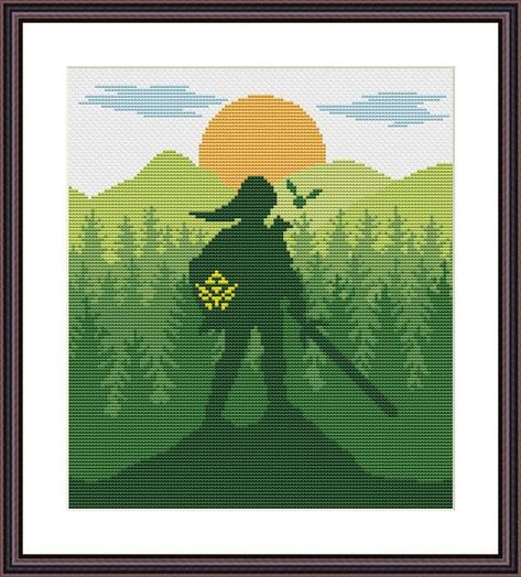 Legend of Zelda Link Silhouette Funny Modern Cross Stitch | Etsy Zelda Cross Stitch Pattern, Zelda Pattern, Link Zelda, Learn Embroidery, Pixel Pattern, Simple Cross Stitch, Modern Cross Stitch Patterns, Hand Embroidery Stitches, Cross Stitch Patterns Free