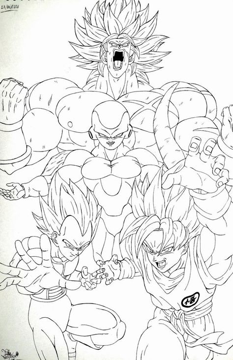 Goku Vs Broly Drawing, Goku And Vegeta Drawing, Broly Coloring Pages, Broly Manga, Broly Drawing, Goku Vegeta Broly, Dbz Drawings, Ball Painting, Goku Drawing