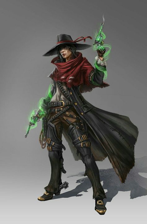 Magic Gunslinger, Wild West Witch, Gunslinger Dnd Male, Medieval Cowboy, Cyberpunk Western, Cowboy Wizard, Dnd Cowboy, Gothic Dnd, Undead Cowboy