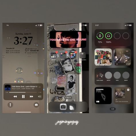 City Homescreen Layout, City Aesthetic Phone Layout, Widgetsmith Layout, Phone Lockscreen Ideas, Ios 16 Home Screen Ideas Music, Home Screen Layout Iphone Music, Cyberpunk Iphone Layout, Lockscreen Themes, Iphone Tutorial