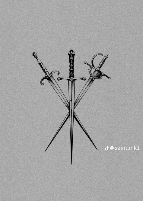 Musketeer Tattoo, 3 Swords Tattoo, Three Swords Tattoo Design, Three Of Swords Tattoo, Small Detailed Tattoos, Knight Tattoo Design, Taurus Bull Tattoos, Remember Tattoo, Roman Tattoo