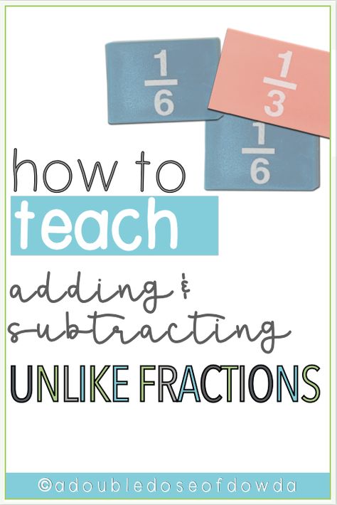 Looking for how to introduce and teach adding and subtracting fractions with unlike denominators? In this post, I talk about using manipulatives, pictures, number lines, and equations. In addition, I’m sharing how to differentiate instruction for students when they add and subtract fractions with unlike denominators. #math #mathteacher #elementary #elementarymath #upperelementary #upperelementarymath #mathteacher #teachingtips #mathactivities #math #fractions Adding Fractions With Different Denominators, Adding And Subtracting Fractions With Unlike Denominators Anchor Chart, Common Denominator Activities, Subtracting Fractions Unlike Denominator, Adding And Subtracting Fractions With Unlike Denominators, Adding And Subtracting Fractions Anchor, Adding Fractions With Unlike Denominator, Adding Unlike Fractions, Fraction Addition And Subtraction