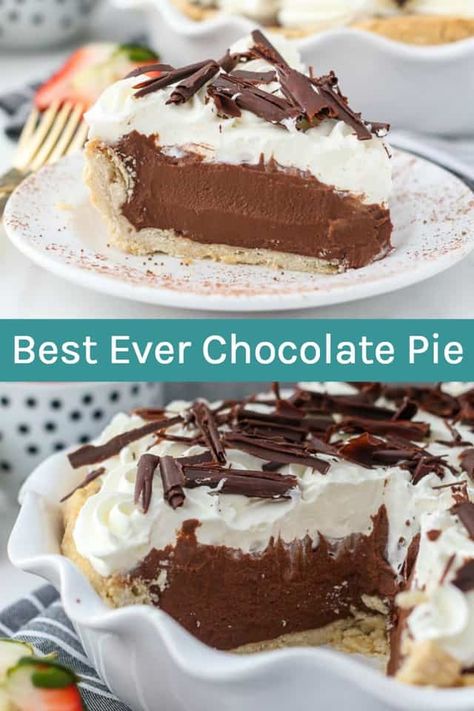 Best Chocolate Pie Recipe, Best Chocolate Pie, Easy Chocolate Pie Recipe, Old Fashioned Chocolate Pie, Dark Chocolate Pudding, Homemade Chocolate Pie, Easy Chocolate Pie, Chocolate Pie Recipe, Homemade Dark Chocolate