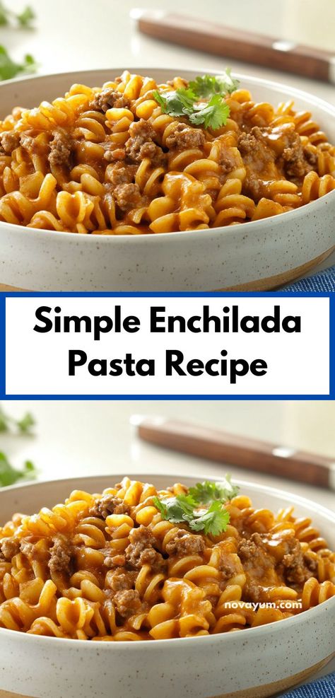 Looking for a delicious twist on dinner? This Enchilada Pasta Recipe combines the bold flavors of traditional enchiladas with pasta, making it a perfect family dinner. Quick to prepare, it’s sure to delight everyone at the table. Cheesy Enchiladas, Ground Recipes, Enchilada Pasta, Easy Enchiladas, Beef Casserole Recipes, Cheesy Pasta, Ground Beef Recipes Easy, Ground Beef Recipes For Dinner, Beef Recipes Easy