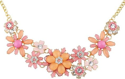 Amazon.com: Alilang Cluster Flower Necklace Boho Enamel Sparkle Chunky Crystal Party Holiday Jewelry for Women, Multicolor-1 : Clothing, Shoes & Jewelry Pink Flower Necklace, Floral Statement Necklace, Flower Statement Necklace, Coral Flowers, Spring Accessories, Gold Statement Necklace, Floral Necklace, Vibrant Flower, Enamel Flower