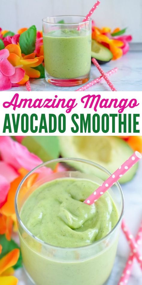 Mango Avocado Smoothie, Recipe With Spinach, Salad Aesthetic, Spinach Smoothie Recipes, Avocado Smoothie Recipe, Best Healthy Smoothie Recipe, Smoothie Recipes With Yogurt, Mango Avocado, Healthy Green Smoothies