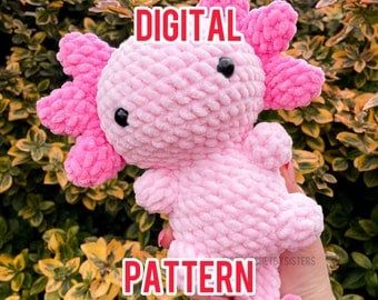 Crochet Axolotl, Easy Crochet Animals, Crochet Animal Amigurumi, Plushie Patterns, Crochet Animals Free Patterns, Beginner Crochet Projects, Crochet Quilt, Fun Crochet Projects, Crochet Animal Patterns